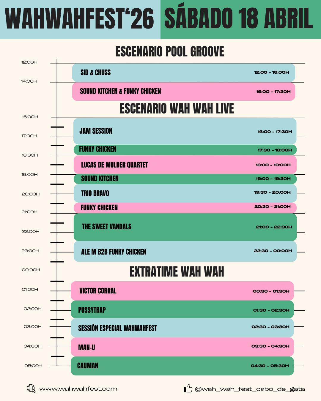 Horarios Sábado Wah Wah Cabo de Gata